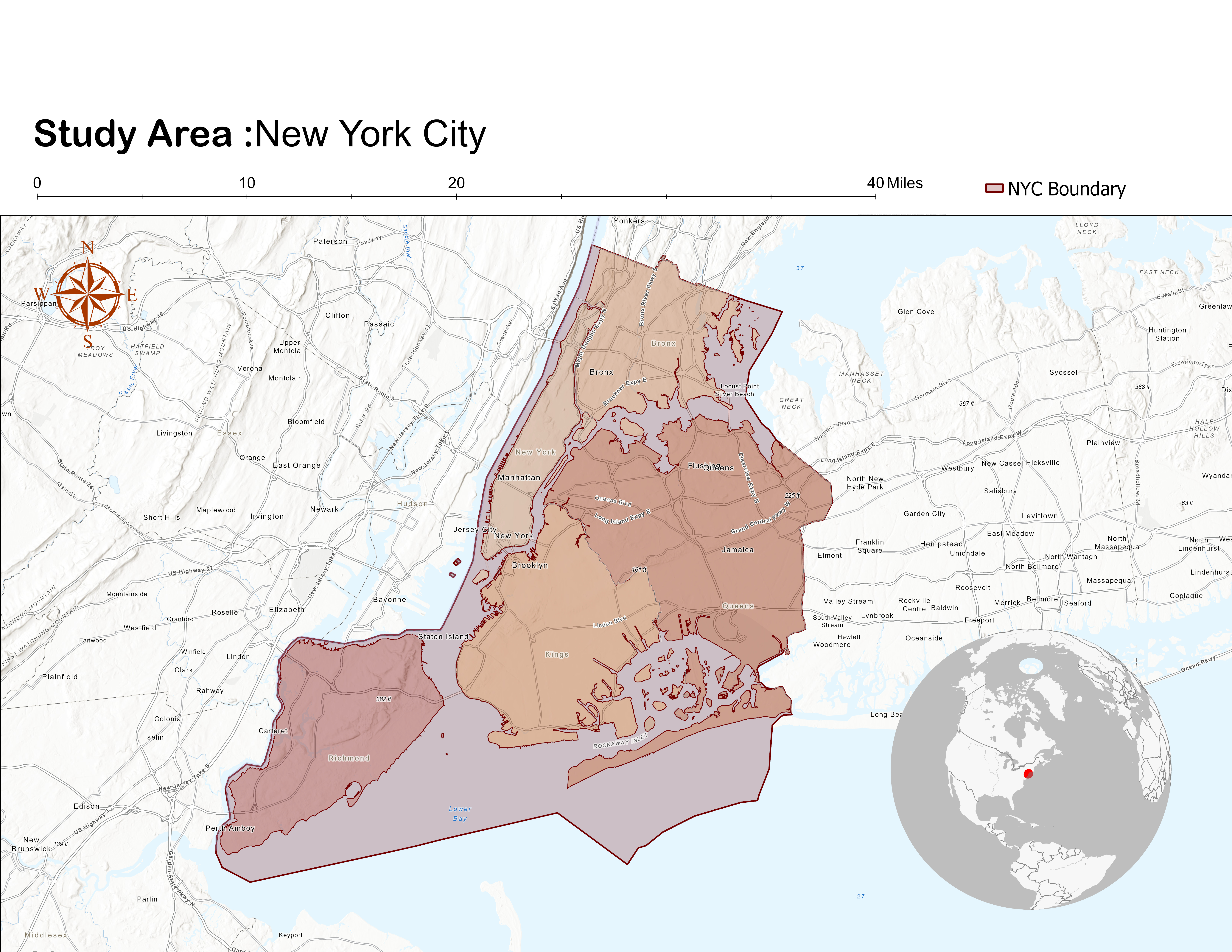 New York City study area — five boroughs
